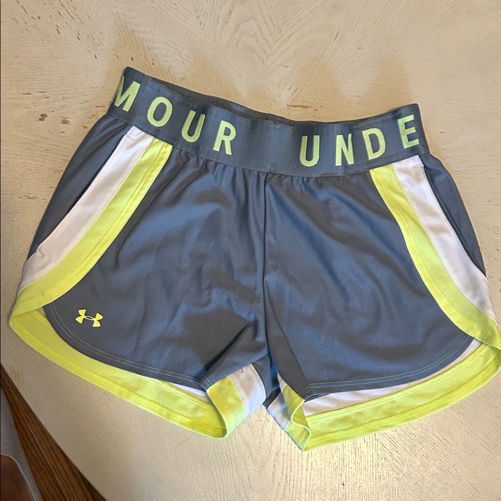 Under Armour Women's Blue and Lime Athletic Shorts